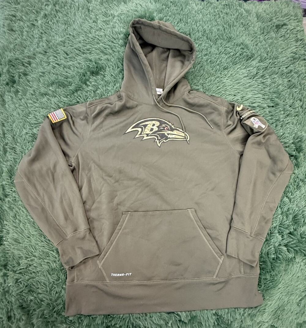 Nike Baltimore Ravens Salute To Service Hoodie Sweatshirt Men's XXL Green NFL